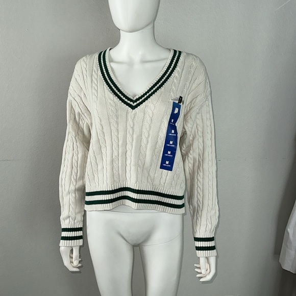 Prince x Target pickleball collab cotton v neck cable knit sweater top XS S - Picture 4 of 9